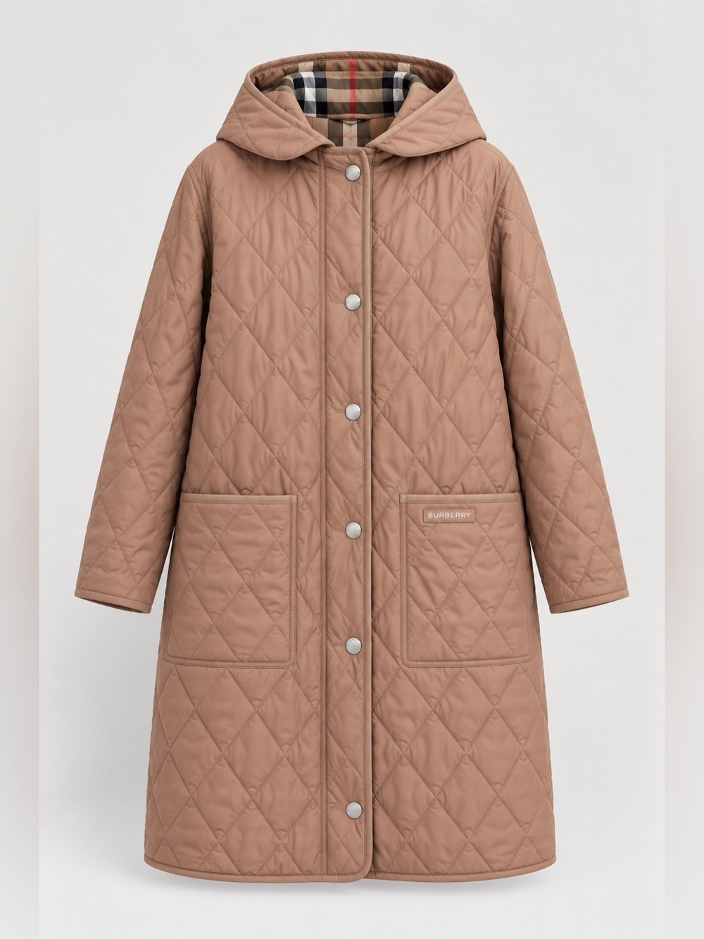 Sale ends 5/8 Burberry Tan Quilted Hooded Jacket L